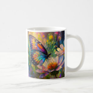 Colourful Butterfly and Wildflowers at Sunrise Coffee Mug