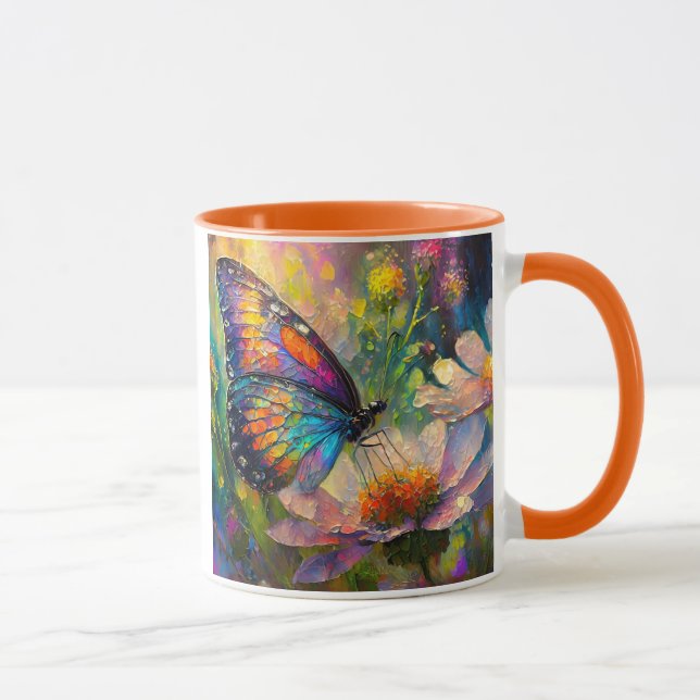 Colourful Butterfly and Wildflowers at Sunrise Mug (Right)