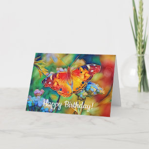 Colourful Butterfly Art Birthday Card