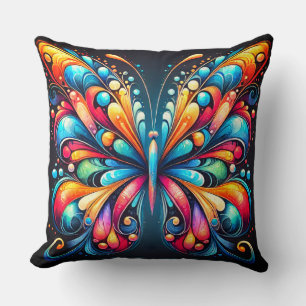 Colourful Butterfly Art Vibrant Nature-Inspired Throw Pillow