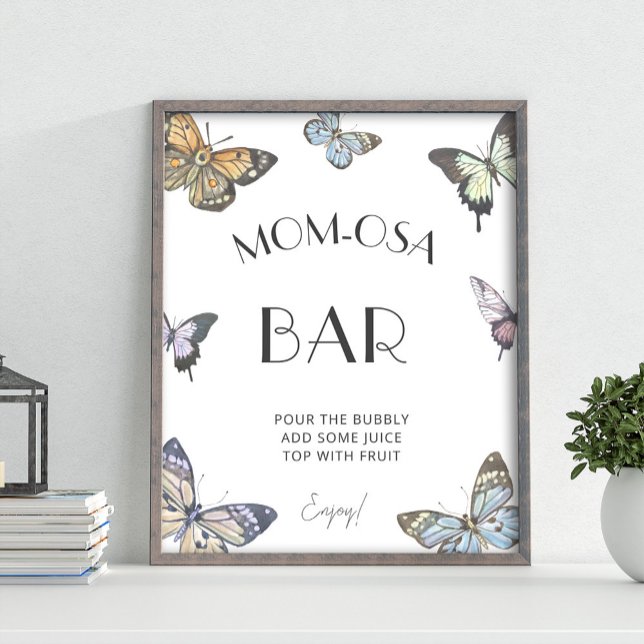 Colourful Butterfly Baby Shower Mom-osa Bar Sign (Creator Uploaded)