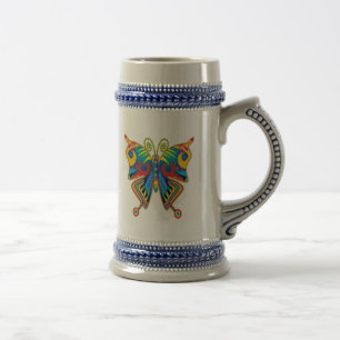 Colourful butterfly beer stein