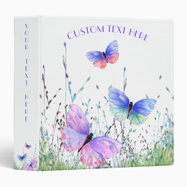 Colourful Butterfly Binder with Custom Text (Front/Spine)