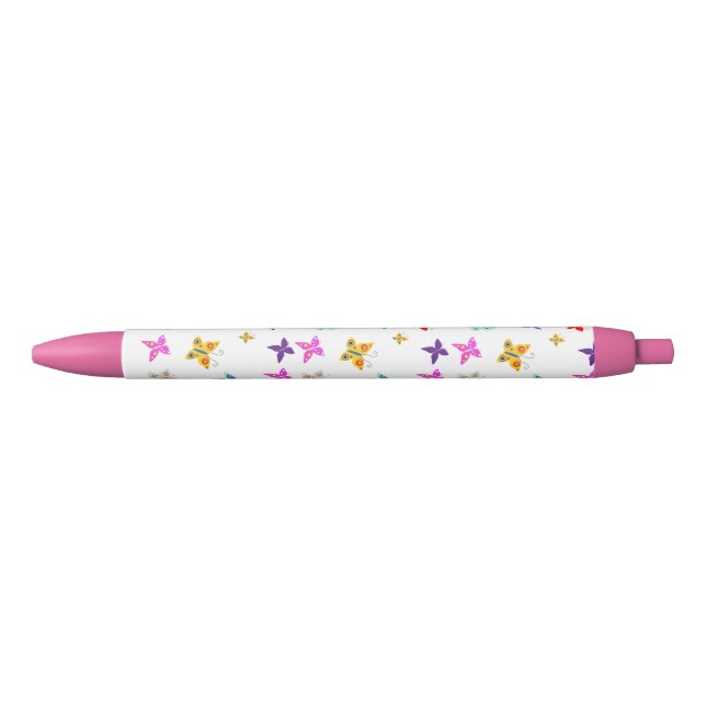 Colourful Butterfly  Black Ink Pen (Front)
