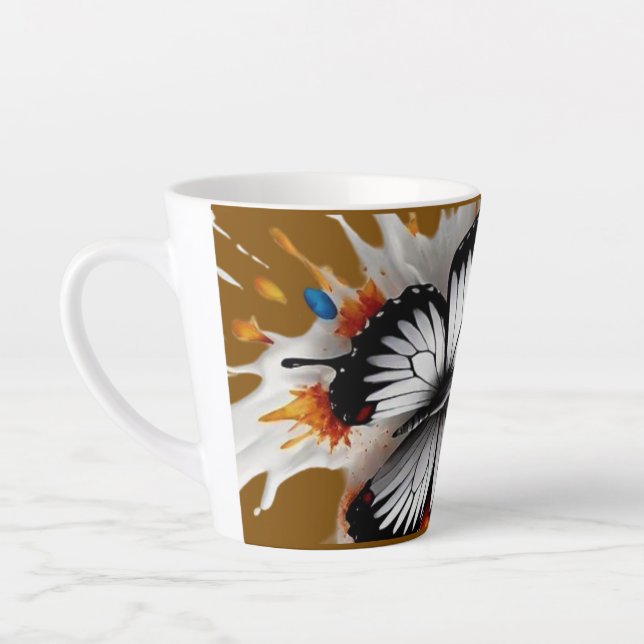 Colourful Butterfly Blast: A Flight of Art Latte Mug (Left)