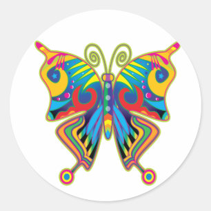 Colourful butterfly classic round sticker