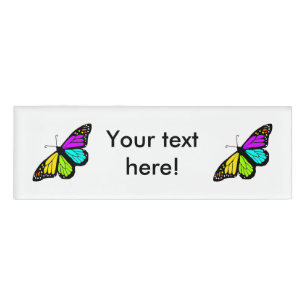 Colourful butterfly clipart name tag