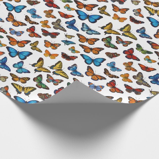 Colourful Butterfly Collection Pattern Wrapping Paper (Corner)