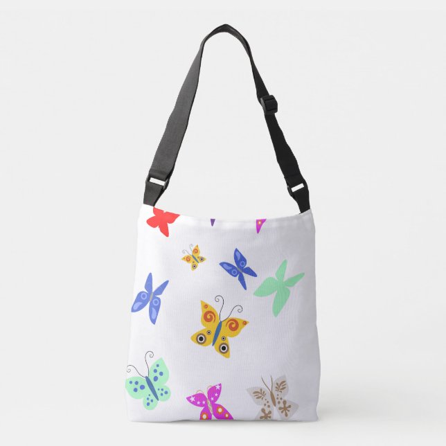 Colourful Butterfly   Crossbody Bag (Front)