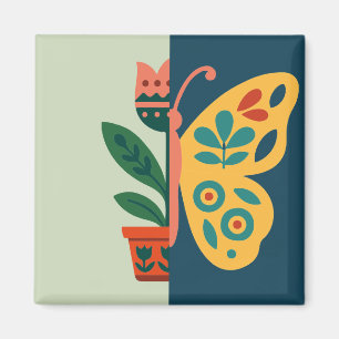Colourful butterfly decoration with floral element magnet