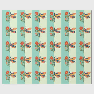 Colourful butterfly decoration with floral element wrapping paper