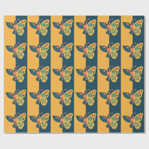 Colourful butterfly decoration with floral element wrapping paper
