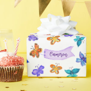 Colourful Butterfly Doodle Art Cute Personalized Wrapping Paper