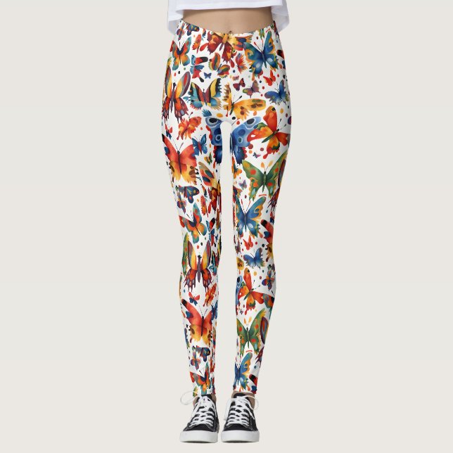 Colourful Butterfly drawing  Leggings (Front)