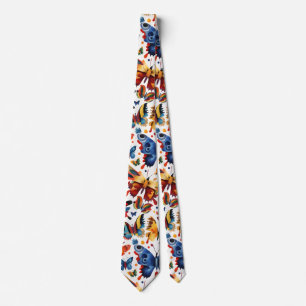 Colourful Butterfly drawing Tie