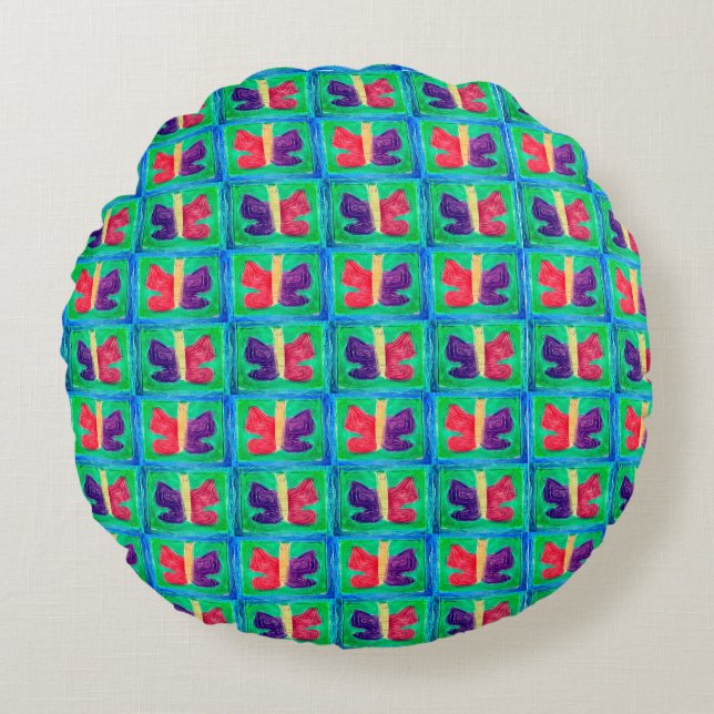  Colourful Butterfly | Filters | Basic | Round Pillow (Front)