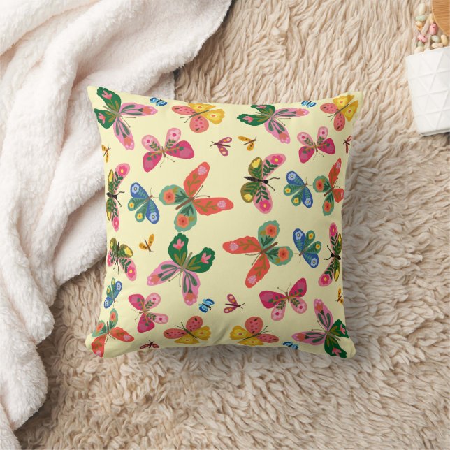 Colourful Butterfly Garden Pillow (Blanket)