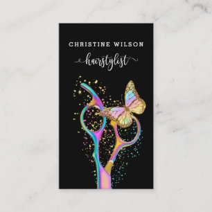 colourful butterfly hairdresser scissors business card