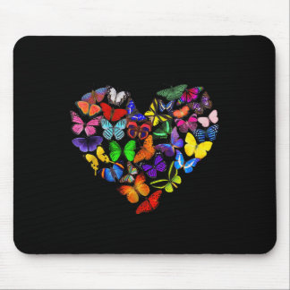 Colourful Butterfly Heart Butterflies Love Valenti Mouse Pad