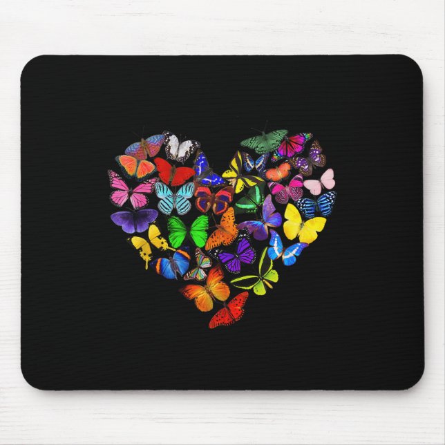 Colourful Butterfly Heart Butterflies Love Valenti Mouse Pad (Front)