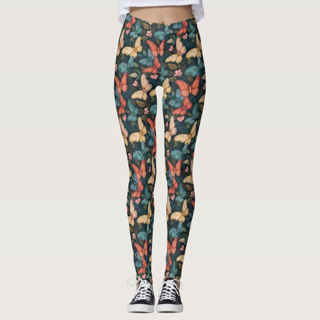 Colourful Butterfly-Inspired Leggings  (Front)