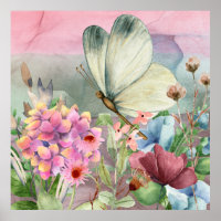 Colourful Butterfly Kisses Among Wildflowers