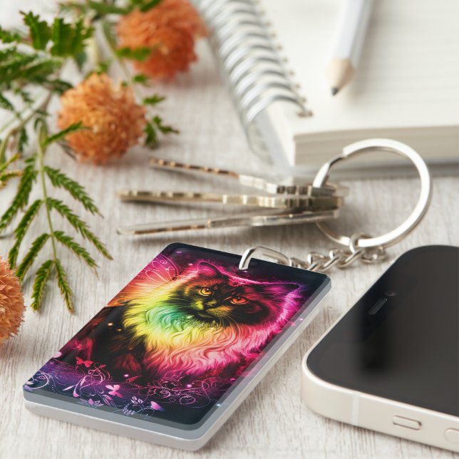 Colourful Butterfly Kitty Keychain (Front Right)