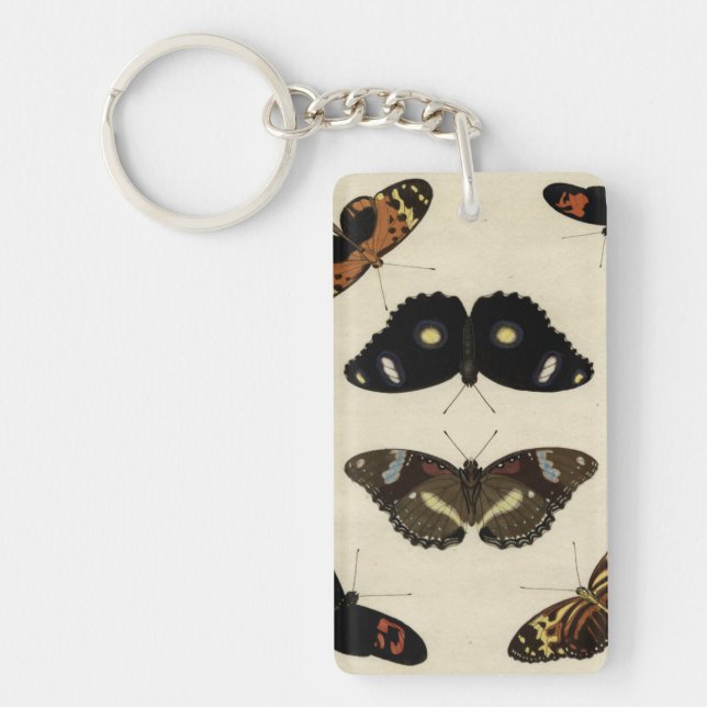 Colourful Butterfly Medley on Cream Background Keychain (Front)