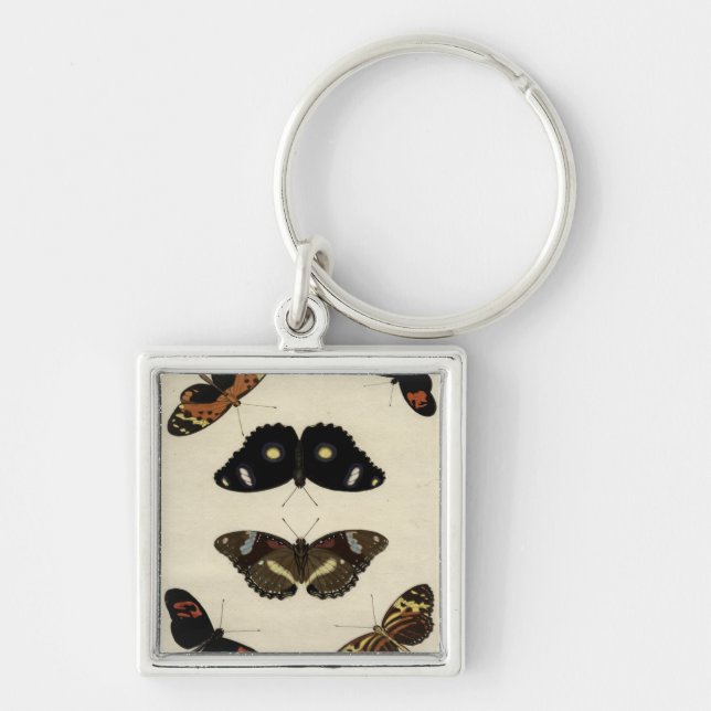 Colourful Butterfly Medley on Cream Background Keychain (Front)