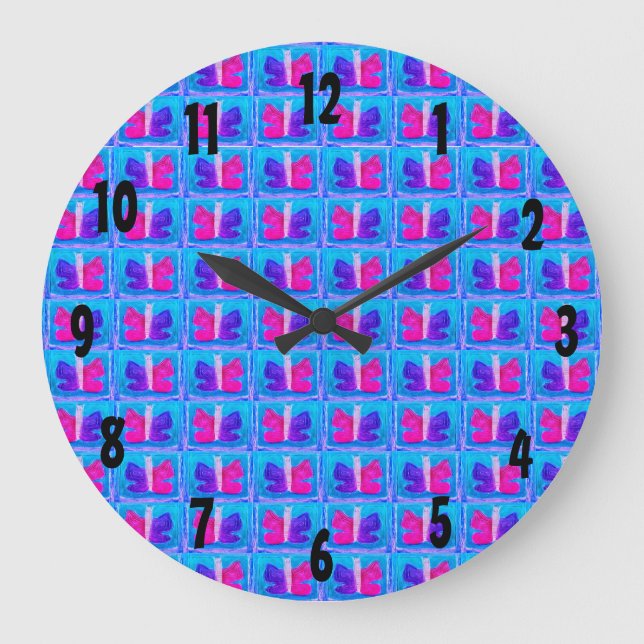 Colourful Butterfly | Miami Filter | Basic | Large Clock (Front)