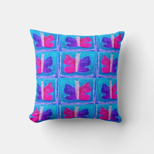 Colourful Butterfly | Miami Filter | Basic | Throw Pillow (Front)