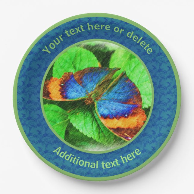 Colourful Butterfly Nature Art Personalized Party  Paper Plate (Front)