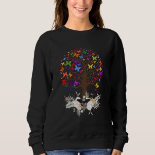 Colourful Butterfly Nature Butterfly Tree V Neck Sweatshirt