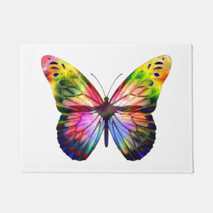 Colourful Butterfly Papillon Illustration Doormat