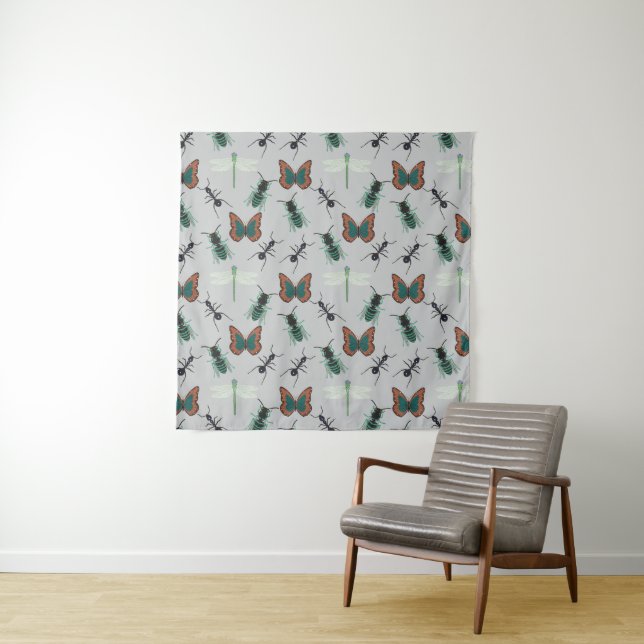 Colourful Butterfly Pattern Tapestry (In Situ)