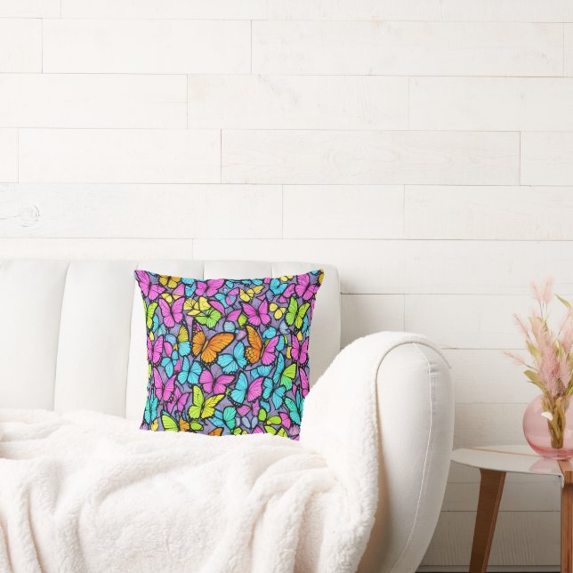 Colourful Butterfly Pattern Throw Pillow (Couch)