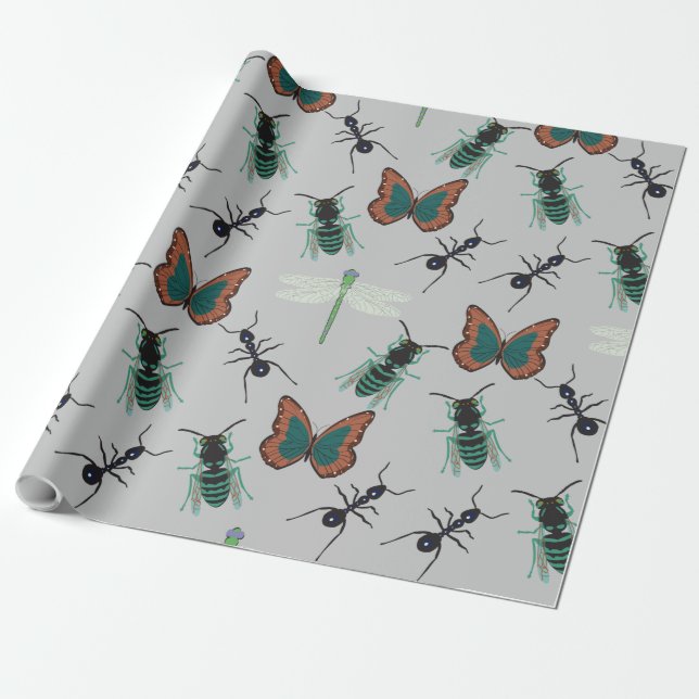 Colourful Butterfly Pattern Wrapping Paper (Unrolled)