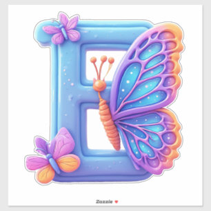 Colourful Butterfly Perched On Bright Blue Letter