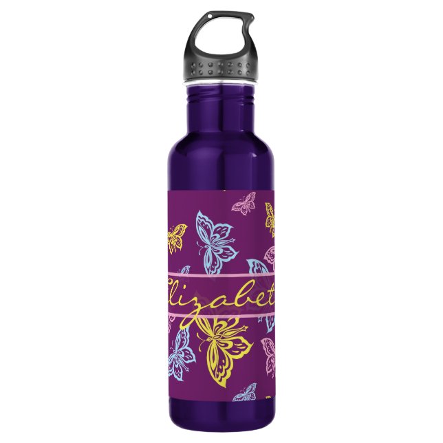Colourful Butterfly Personalize Pattern 710 Ml Water Bottle (Front)