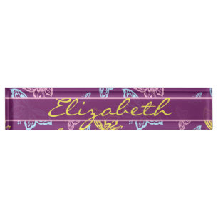 Colourful Butterfly Personalize Pattern Nameplate