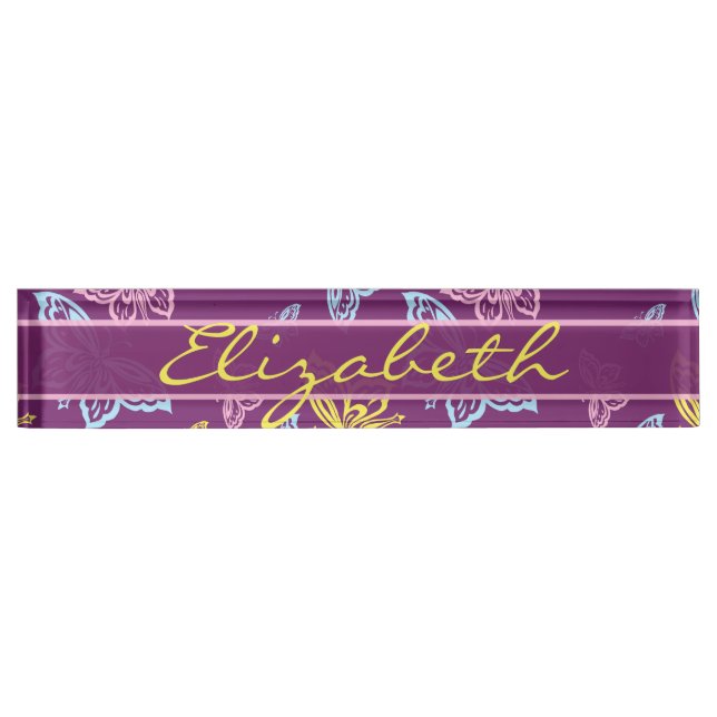 Colourful Butterfly Personalize Pattern Nameplate (Front)