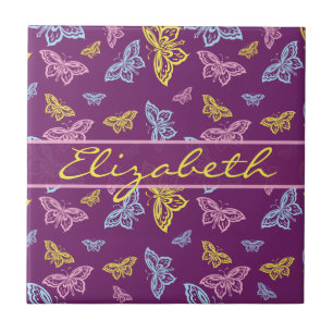 Colourful Butterfly Personalize Pattern Tile
