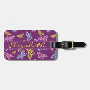 Colourful Butterfly Personalize Phone Number Luggage Tag