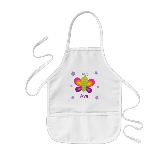 Colourful Butterfly Personalized Kids Apron (Front)
