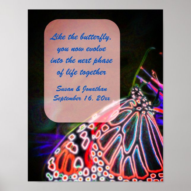 Colourful Butterfly Personalized Wedding  Poster (Front)