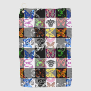 Colourful Butterfly Plaid Tartan Check Design  Golf Towel