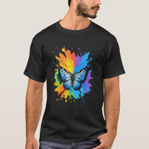 Colourful Butterfly Pop Art Splash Cute Butterfly T-Shirt