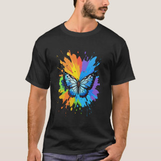 Colourful Butterfly Pop Art Splash Cute Butterfly T-Shirt