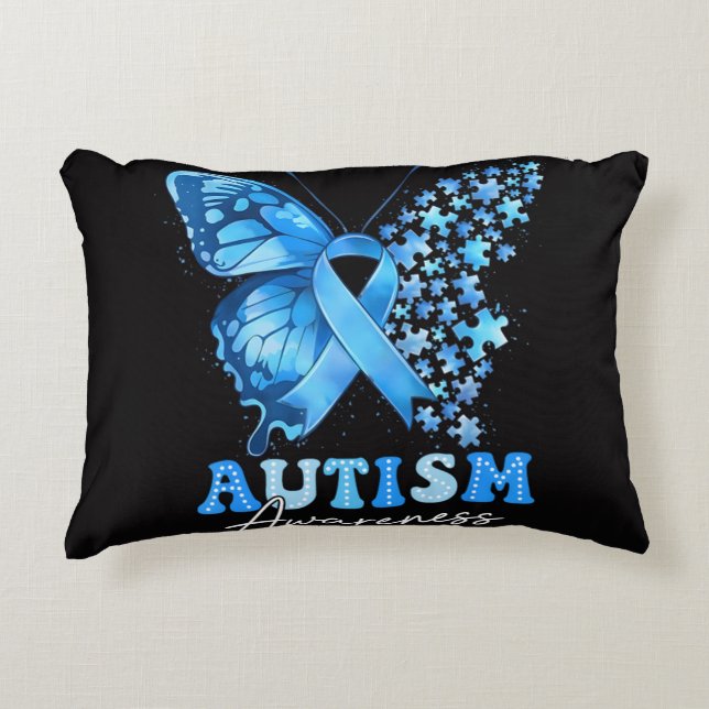 Colourful Butterfly Puzzle Accent Pillow (Front)