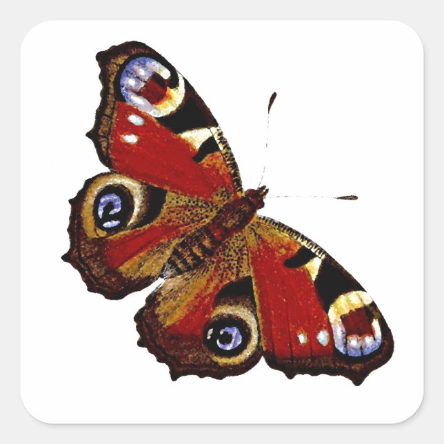 Colourful Butterfly Square Sticker (Front)